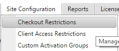 Menu Checkout Restrictions trên SELECTserver