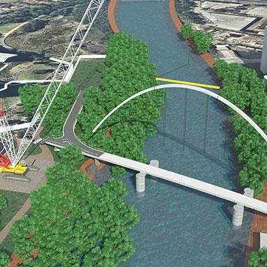 Mô hình xây cầu vòm chéo đầu tiên tại Úc – SYNCHRO tạo hoạt hình thuyết phục hồ sơ thầu cho Solid Support.