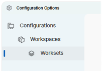 Menu MicroStation 2026 Users cho thấy ba lựa chọn Configurations, Workspaces, Worksets, với Worksets được nổi bật.
