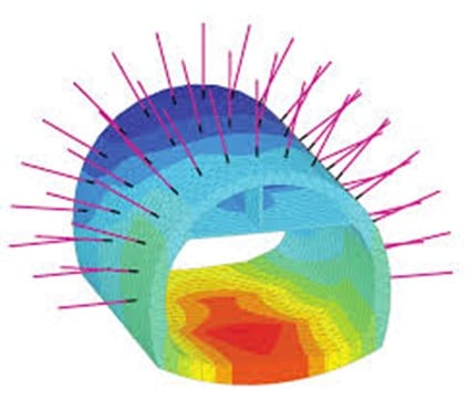 Mô hình bu lông đá (rock bolt) trong PLAXIS 3D.